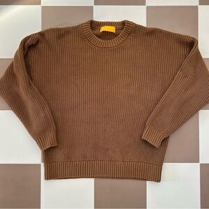 Yellow Label Brown Crew Neck Knit Sweater Size Small